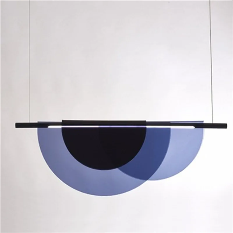 Nordic Blue Amber Acrylic Pendant Lights Living Room Makaron Hanging Lamp for Bedroom Dinning Room