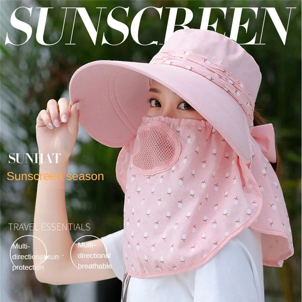 Summer Hats For Women Men Female New Visor Wide Brim Sunhat Mask Neck Cap Breathable Suncreen Outdoor Beach Fishing Cap