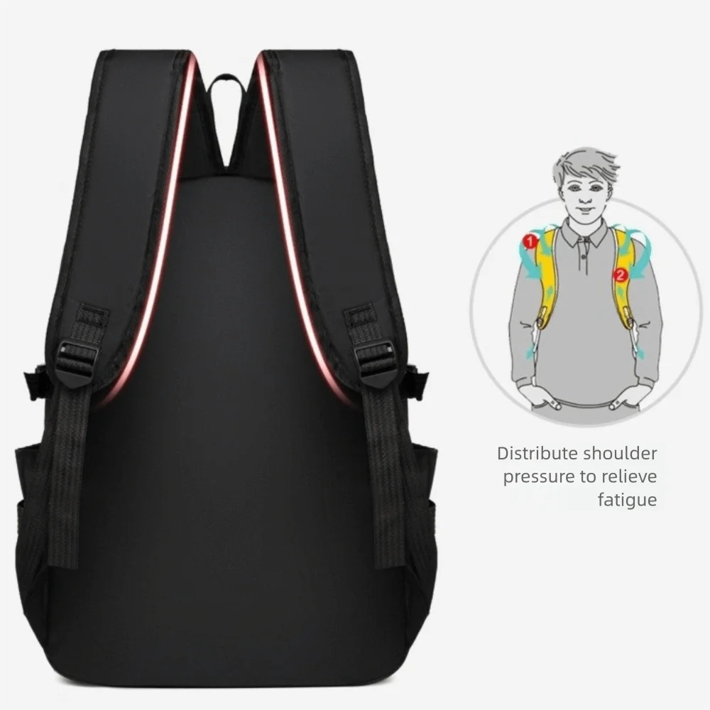 Unisex Design Waterproof Backpack Wear-resistant Multi Pocket School Bag Solid Color Adjustable Strap Business Backpack
