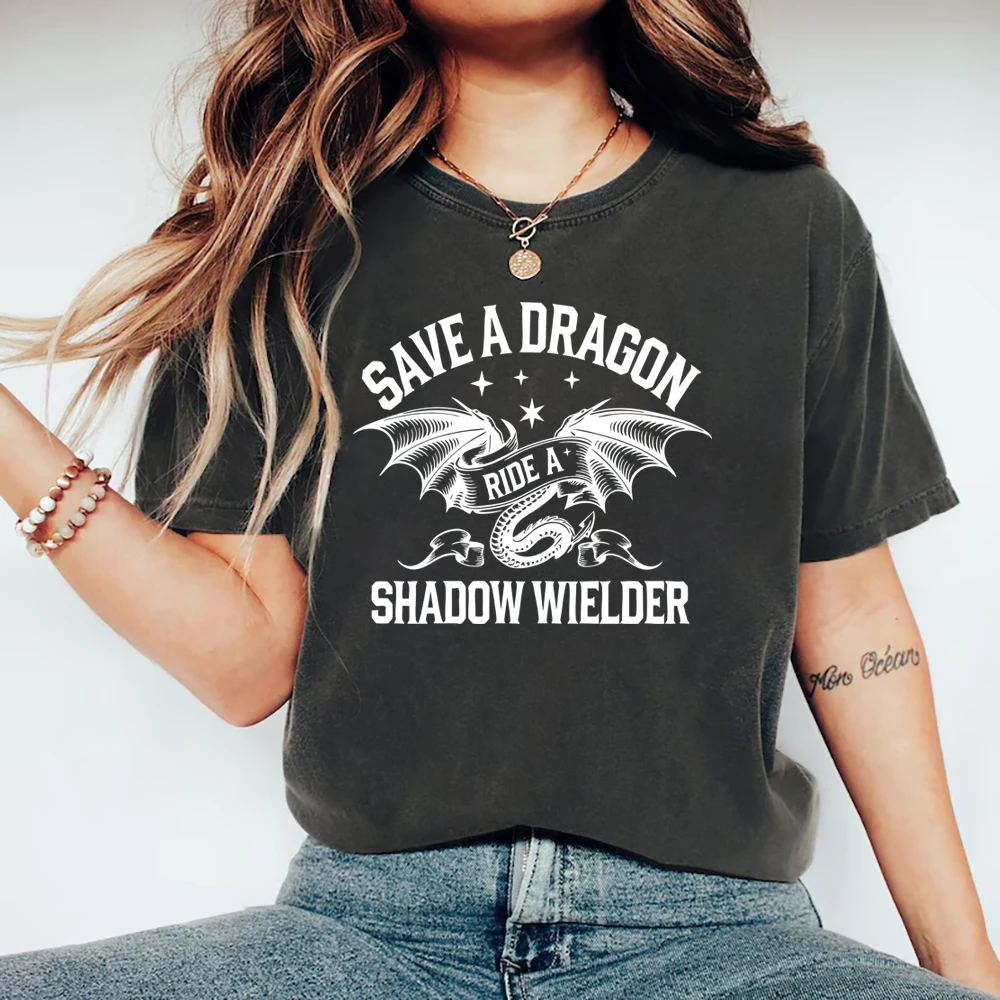 

Save A Dragon Ride A Shadow Wielder T-Shirt Fourth Wing T Shirt Unisex Short Sleeve Casual Tshirts Dragon Lover Tee Bookish Gift