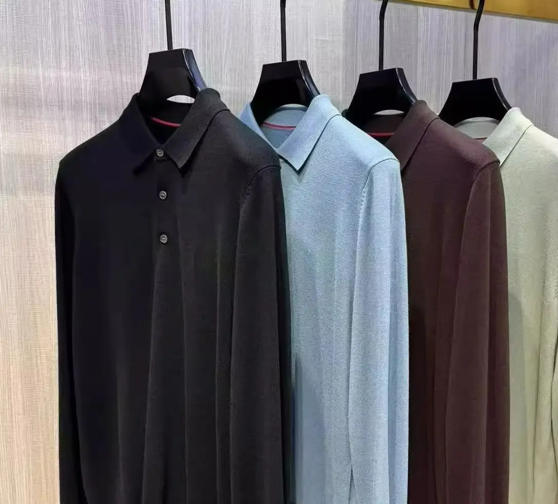 

BC Итальянская мужская одежда 25, осенняя новая мода в стиле Old Money, повседневный вязаный свитер с длинными рукавами и лацканами, мужской свитер