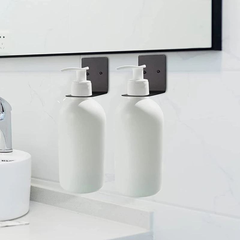 2 Pcs Soap Bottle Dispenser Holders, Wall Mounted Soap Pump Bottles Dispenser Stands, Stainless Steel Shampoo Dispenser