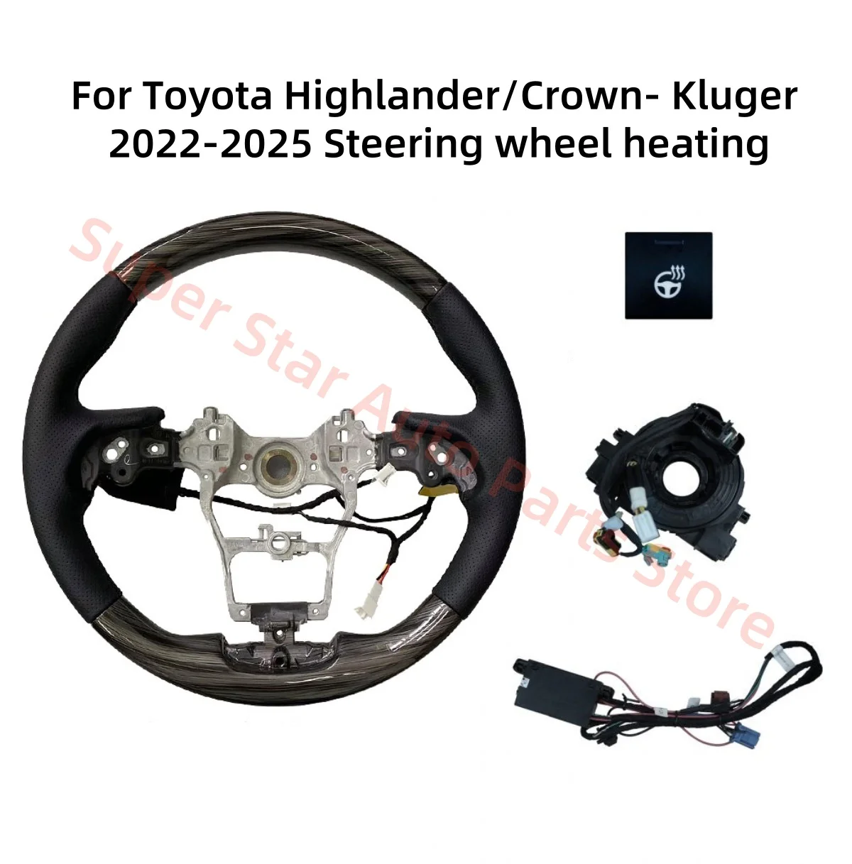 

Для Toyota Highlander 2022 + нагревательные детали рулевого колеса с рисунком персикового дерева, узор из углеродного волокна, кожа наппа, автомобильные аксессуары