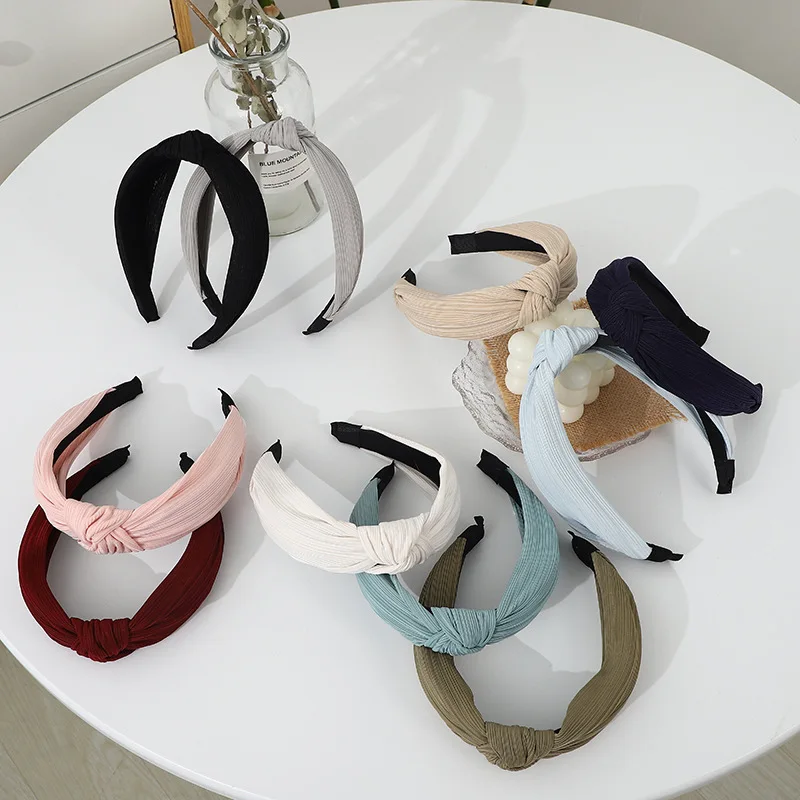 

Women's Korean Knit Headband Wide Knot Non-Slip Design for Daily Casual Fashion Wear Girls Hair Band Accessory