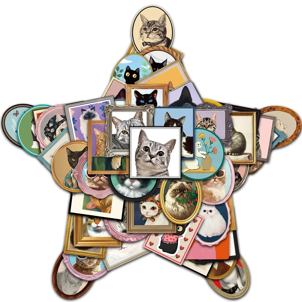 50/100PCS Nette Abstrakte Foto Rahmen Katze Kreative Graffiti Aufkleber Telefon Bild Rahmen Gitarre Wasser Flasche Vase DIY dekoration