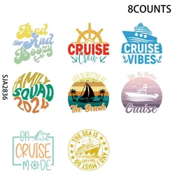 8pcs Cruise UV DTF Cup Stickers, Waterproof Sticker Pack for Decorating Mugs, Cups,DIY Art Supplies，Home Decoration