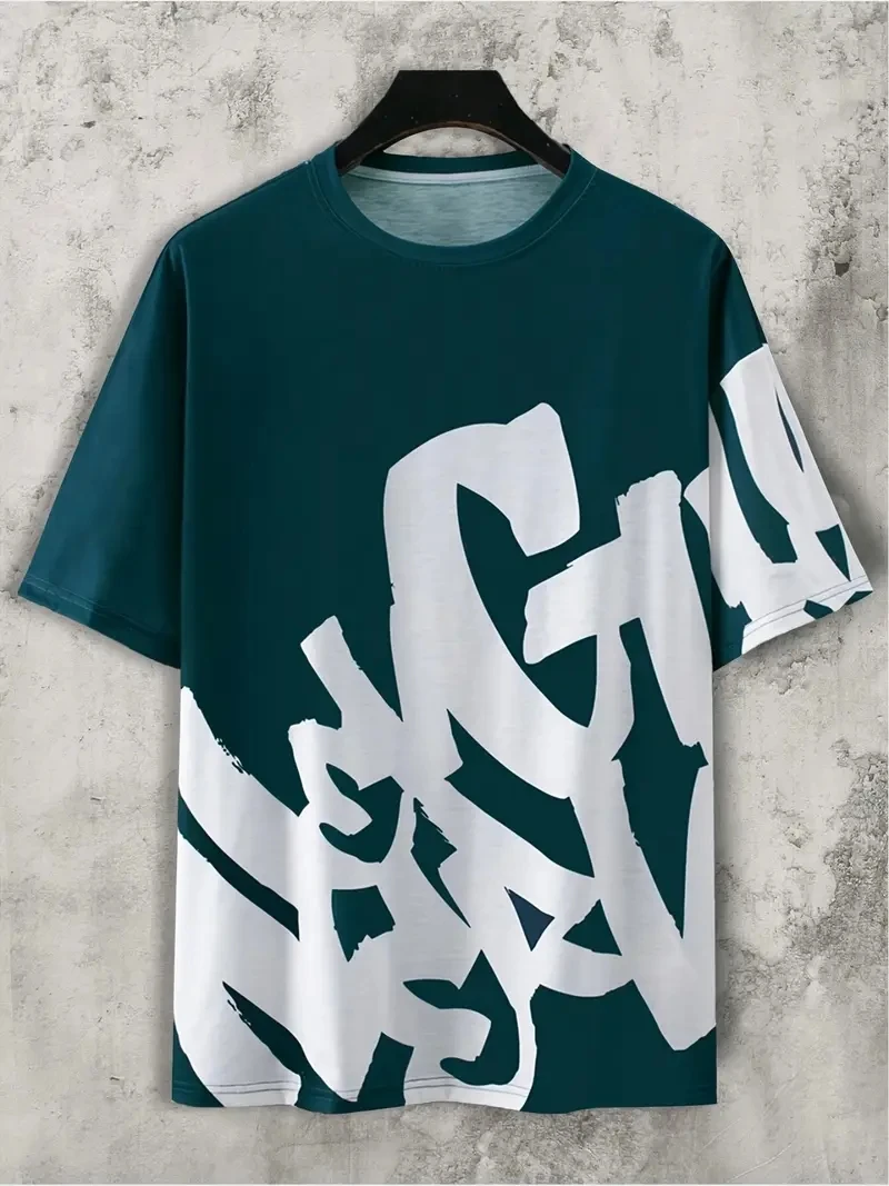 

Новинка 2023 года, летняя удобная и дышащая футболка с круглым вырезом и принтом букв, уличный топ High Street