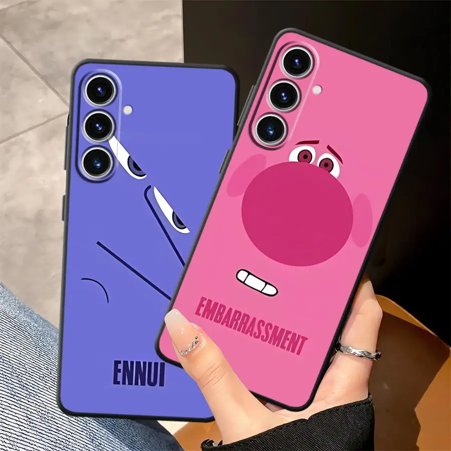 Disneys Inside Out Funda de dibujos animados para Samsung Galaxy A41 A35 A32 A51 A73 A36 A22 A52 A24 A55 A23 A53 A25 A71 A26 A72 Negro Suave