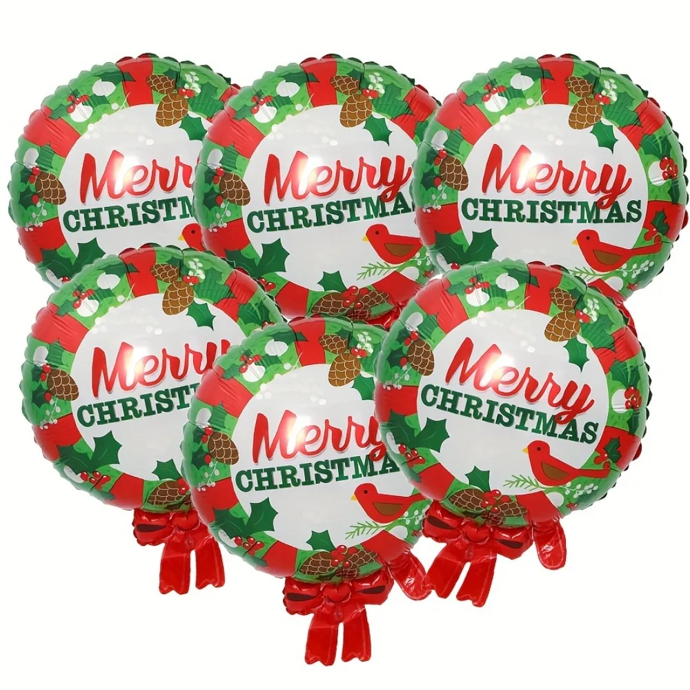 1/6 Pcs 25 Inch Christmas Wreath Foil Balloon, Xmas Birthday Party Home Background Decor