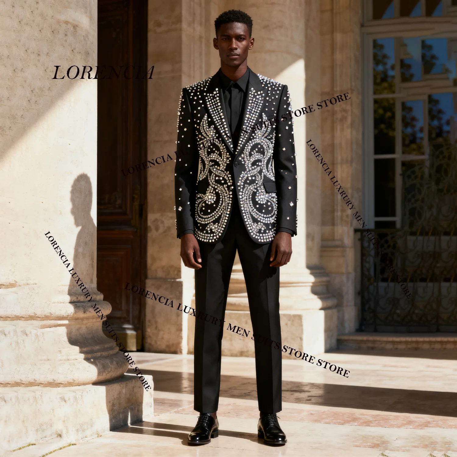 

Блестящий роскошный мужской костюм с кристаллами и бриллиантами, тонкий пиджак для жениха, комплект из 2 предметов, свадебный мужской костюм на заказ, Ropa Hombre, формальный смокинг для жениха