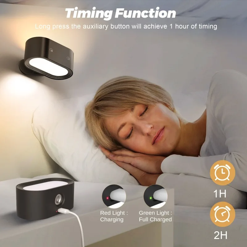 LED Magnetic Wall Light Remote Control 3 Color 5W Rechargeable Night Light Book Lamp Decorate Bedroom Bedside Atmosphere Light