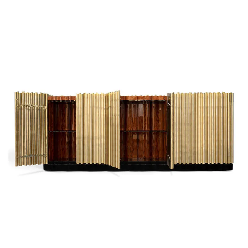 Light luxury dining side cabinet color stainless steel post-modern living room locker