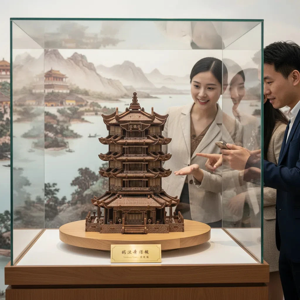 OUZEY 고대 중국 탑 3D 퍼즐 - 목재 건축 모형 조립 키트, 성인 및 청소년용 레이저 컷 DIY 프로젝트 (14세 이상)