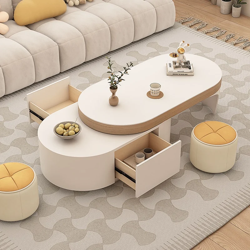 

Coffee table living room household solid wood cream wind new small apartment simple