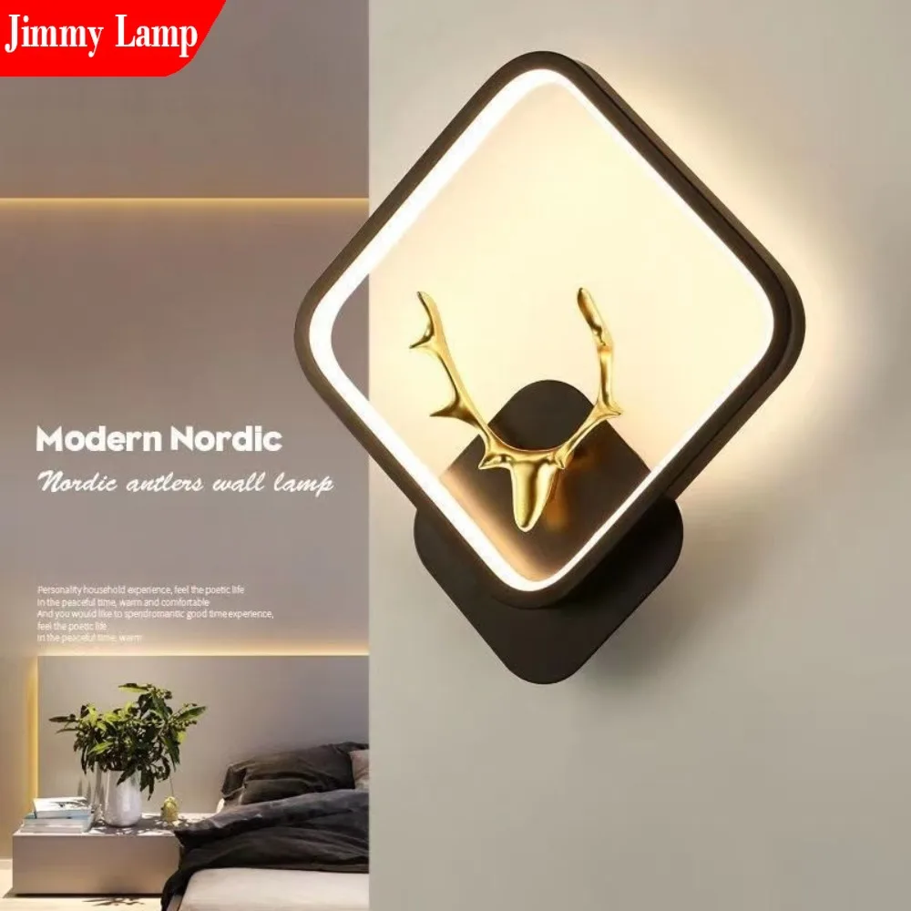

Nordic Modern Round Square LED Wall Lamp Bedroom Bedside Living Room Background Staircase Corridor Decor Lighting Fixture