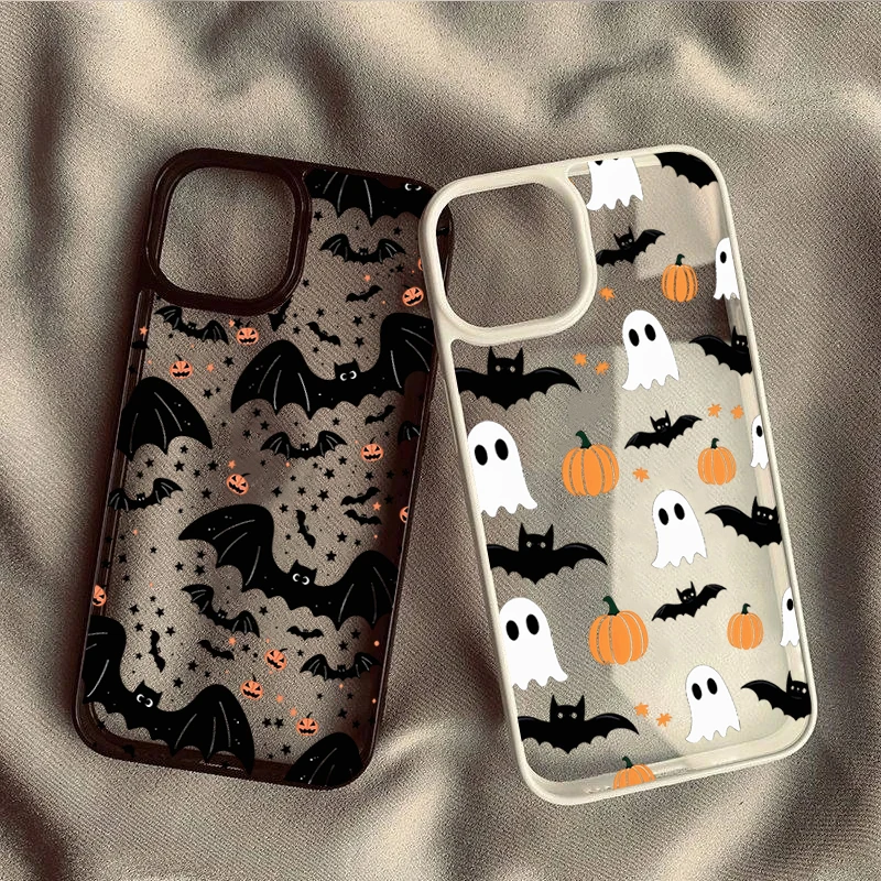 Ghost Bat Pumpkin Clear Phone Case for Samsung Galaxy S26 S25 Plus S24 FE S23 Ultra A37 A36 A27 A26 A57 A56 A16 A15 A35 A06Cover