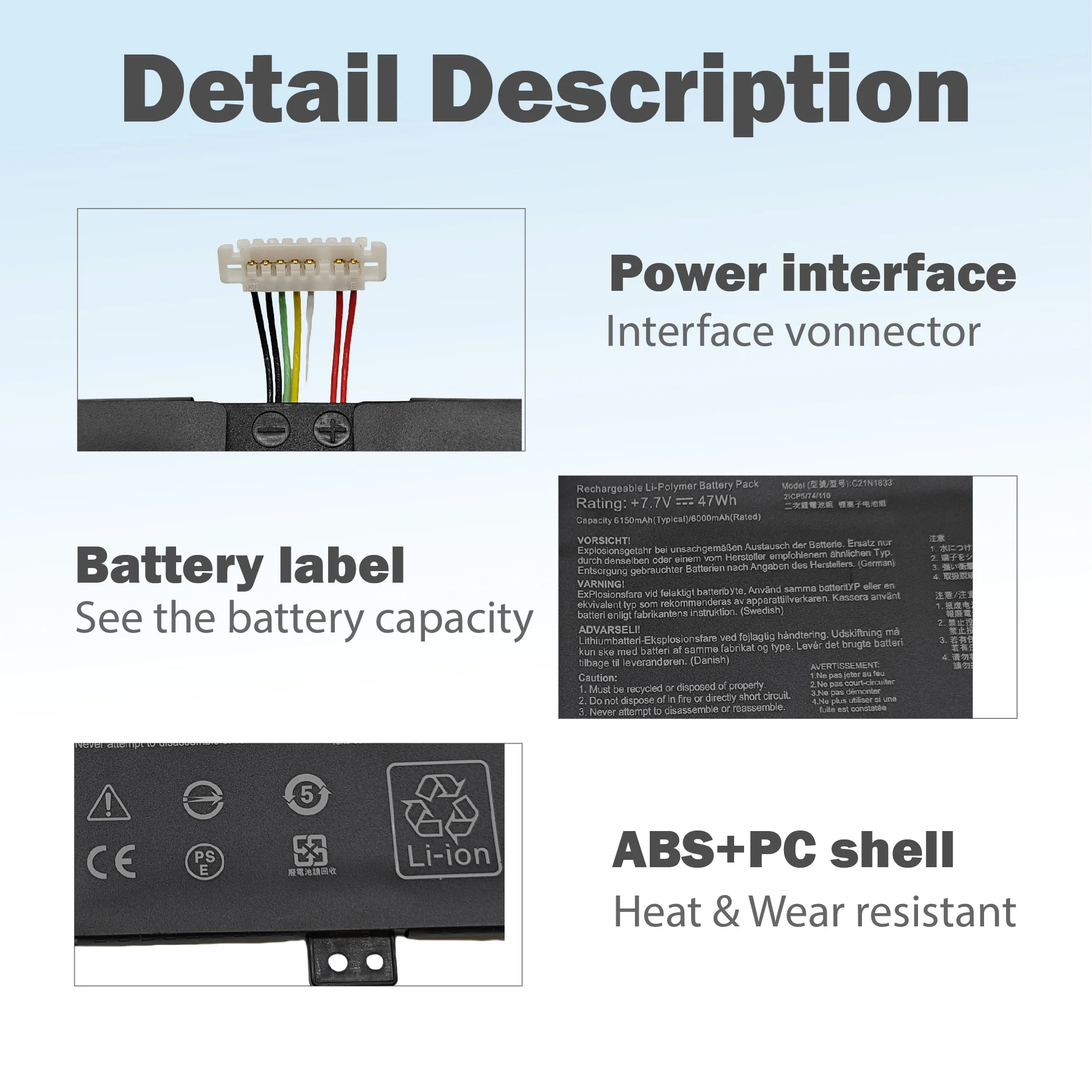 C21N1833 استبدال بطارية الكمبيوتر المحمول ل Asus VivoBook S14 S431 S431F S431FA S431FL UM431DA-AM006T U4500F/U BX431FA/L X431FL