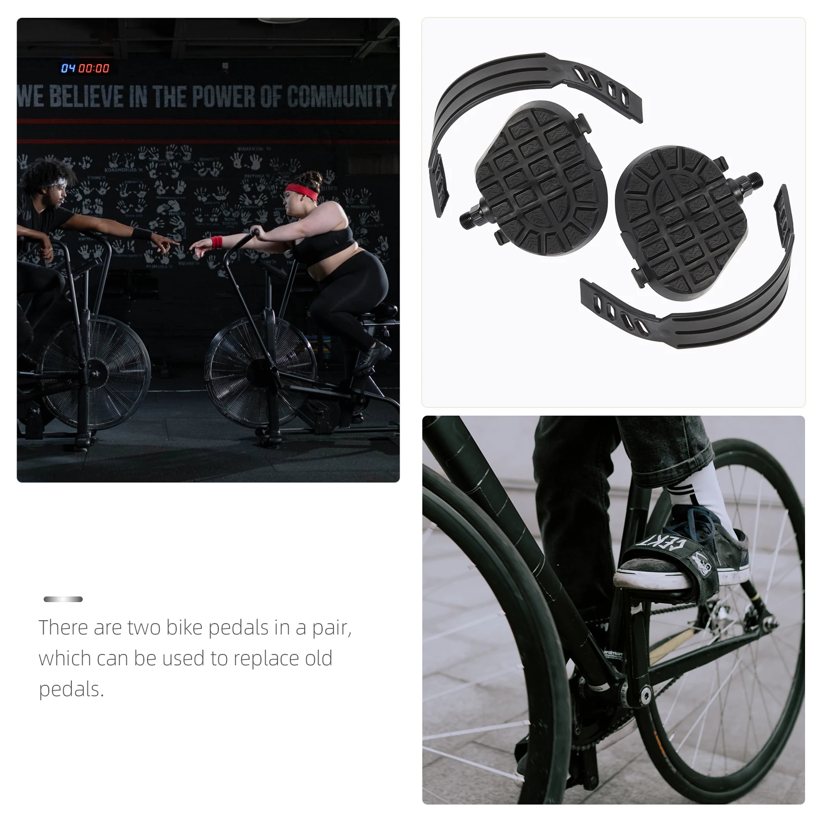 

Gym Foot Pedal Accessories Exercise Bike Cycling Black Plastic Pedals Fitness Indoor