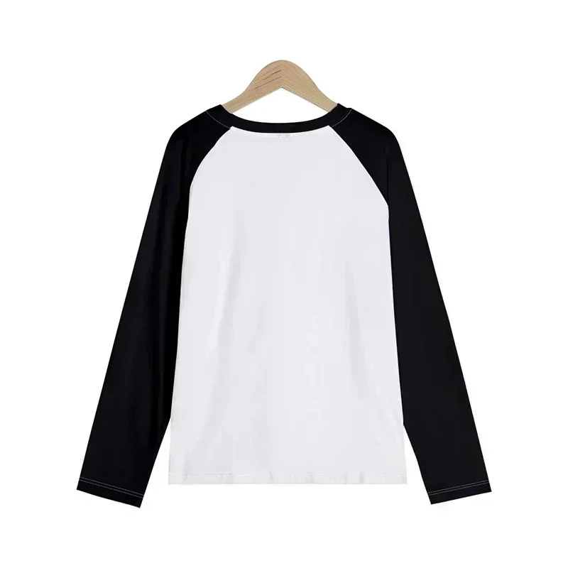 Retro Motorcycle Women Print Long Sleeve T-shirt 2000s Gothic Vintage Tshirt Women's Casual Crew Neck T Shirt Clothing Tops Tees
