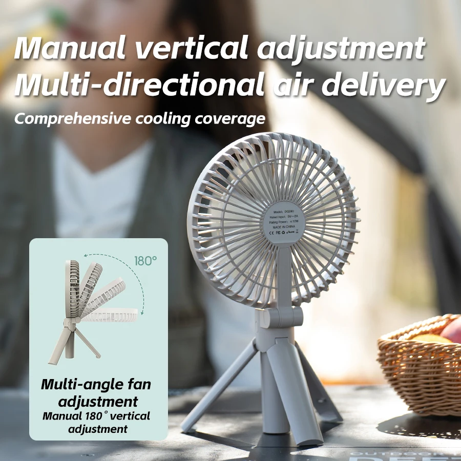 New Foldable Tripod Handheld Fan 3000mAh 4-Speed Rechargeable Fan LED Digital Display Portable Fan for Outdoor Travel Camping image 3