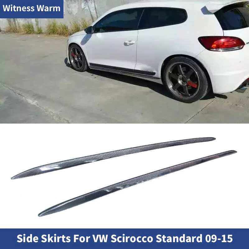 Carbon Fiber Side Lip Bumper Skirt Apron Body Kit Skirts for Volkswagen Scirocco r Style Apron 2009-up