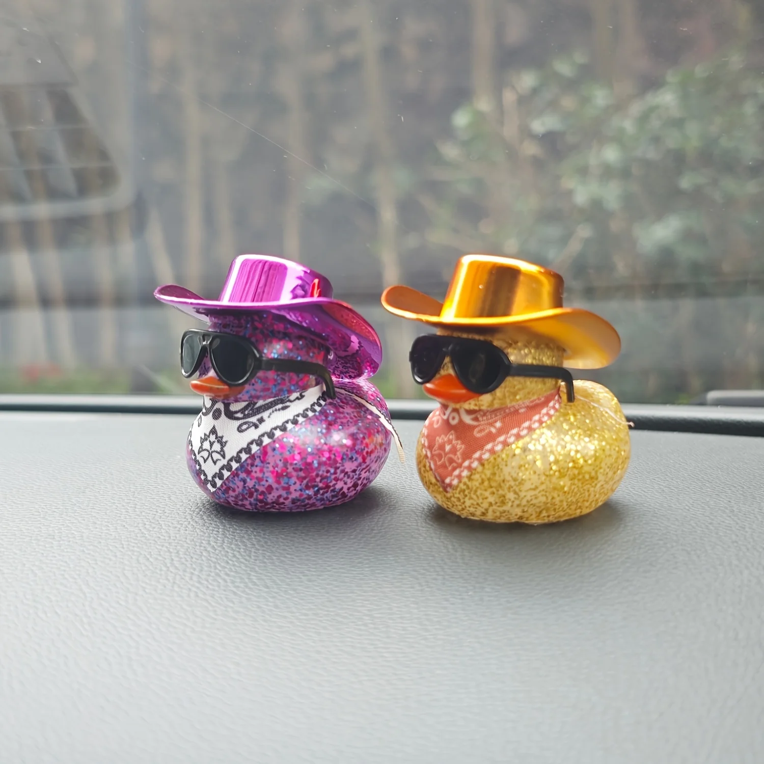 1 مجموعة قبعة رعاة البقر بطة سيارة الديكور سيارة بطة ملحقات للتزيين بطة مطاطية