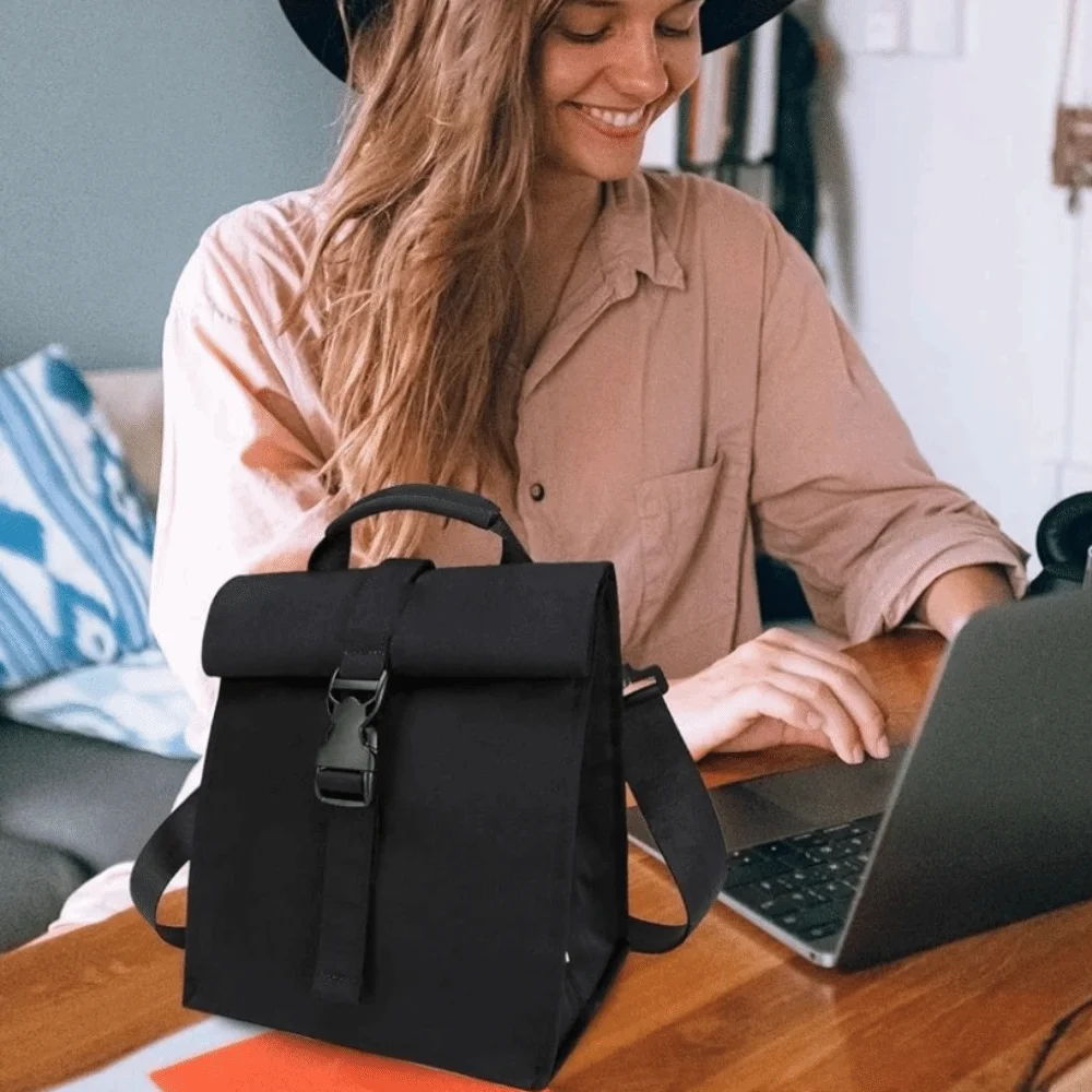 Adjustable Shoulder Strap Insulated Lunch Bag Lightweight Portable Collapsible Cooler Lunch Bags Shock-resistant Roll Top