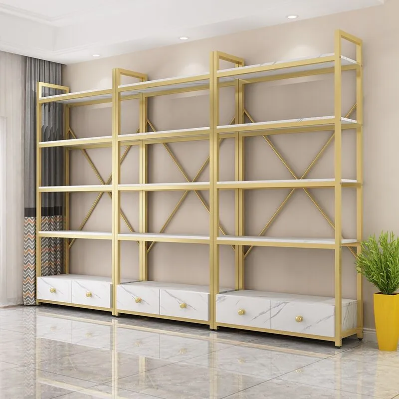 Rak Buku Rak Lantai Rak Penyimpanan Emas Mewah Ringan Nordik