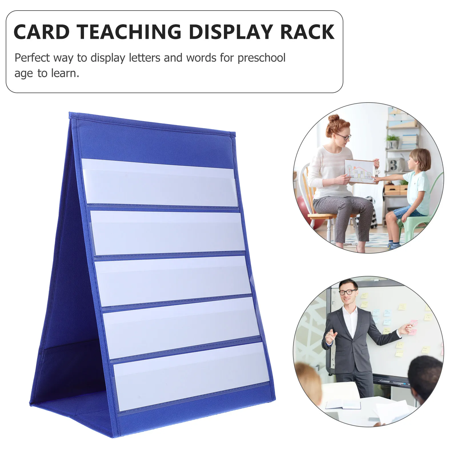 20Pcs Teaching Pocket Chart Stand Self-Standing Double-Sided Presentation Board 43x33cm Pet Material Office School Learning
