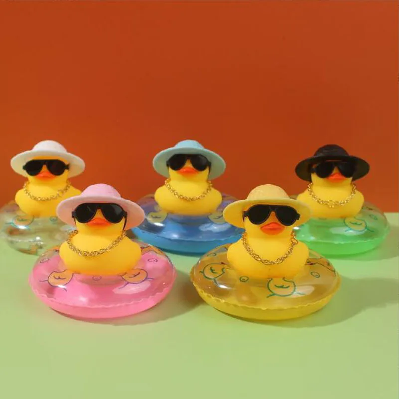 5Pcs Rubber Duck Kids Toys Baby Room Decor Cute Rubber Ducks Car Dash Decor Christmas Ornament Home Decor