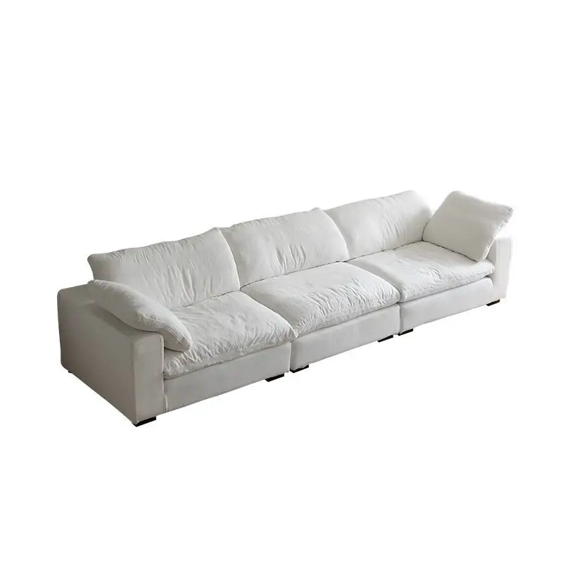 Soft sofa cream wabi sabi wind lazy simple linen fabric down module white sofa combination