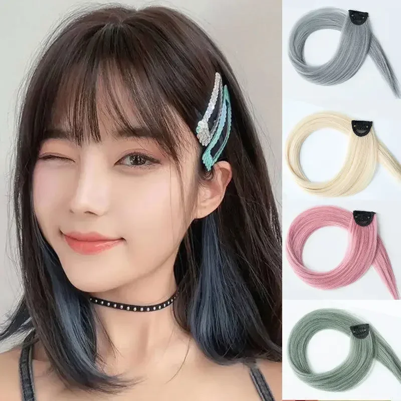 Clip de extensión de cabello sintético para mujer, horquilla de oreja colgante recta, herramienta de extensión de cabello, accesorios, 1 unidad