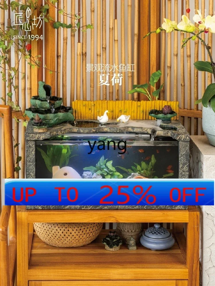 YJQ   living room fish tank flowing water ornament circulating water office desktop landscaping decoration