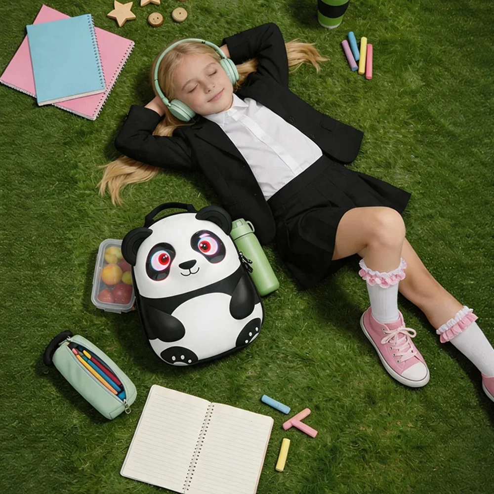 NEW Cute Panda Hard Shell Backpack with LED Eyes Screen, DIY Programmable Full Color Display, Casual Daypack for Girls Women