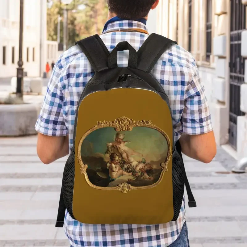 Mochilas personalizadas para hombre y mujer, morral impermeable para escuela, universidad, Boucher rococó, bolsa renacentista con estampado