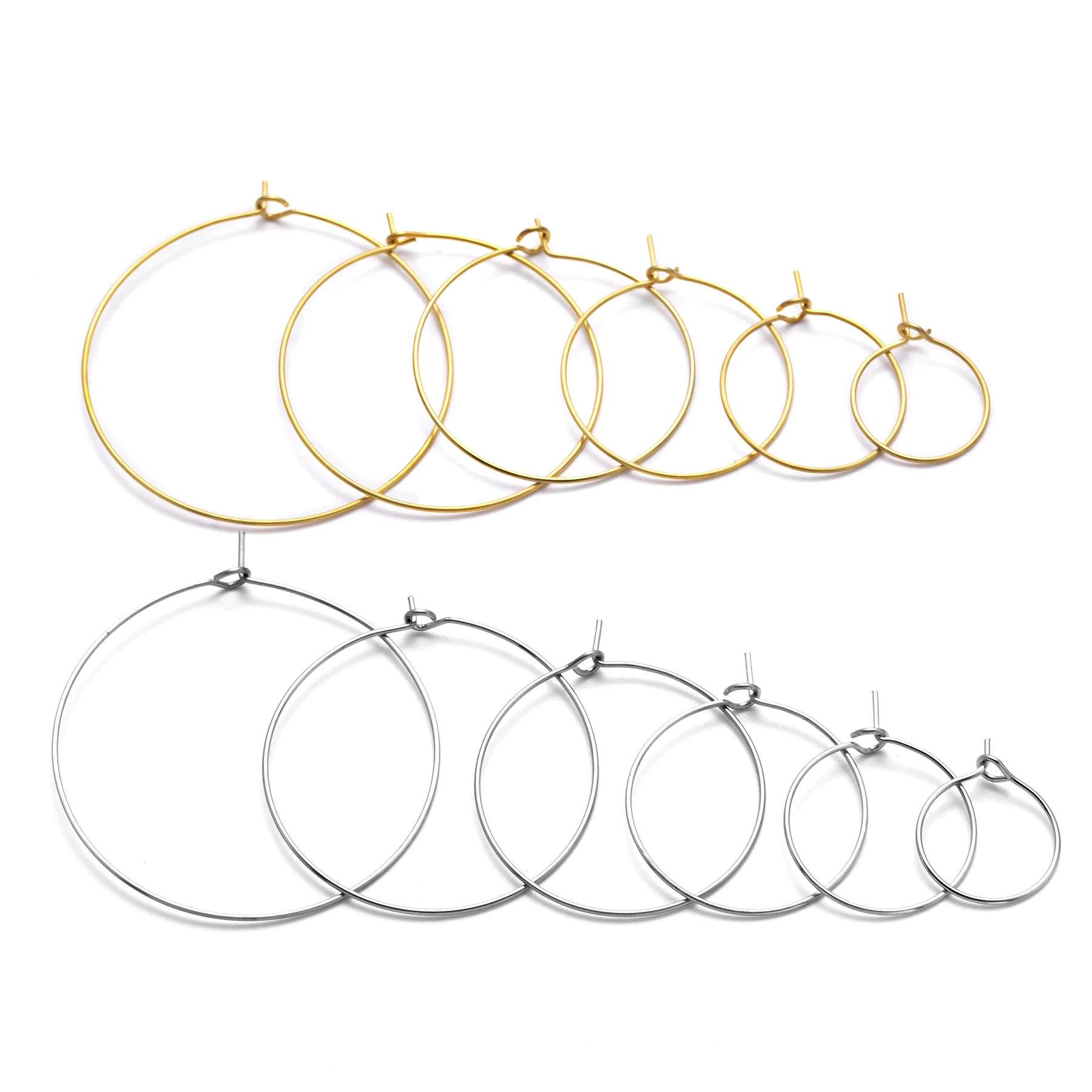 50 Stück Edelstahl, hypoallergen, 15 mm–40 mm, runde, kreisförmige Drahtohrringe, passend für die Herstellung von Schmuck und Ohrringen im DIY-Stil. – Detail 2