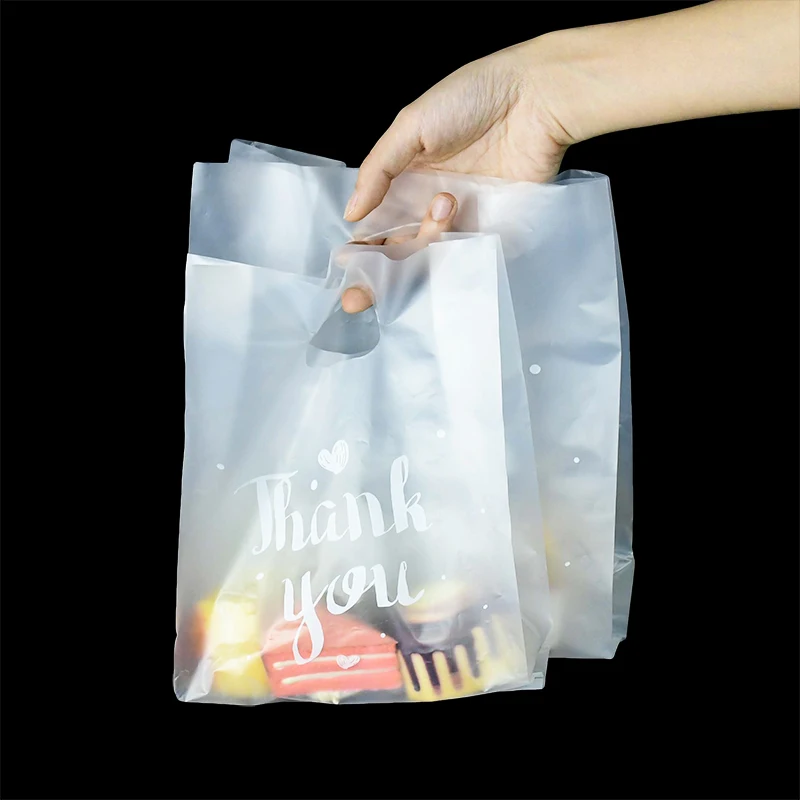 10pcs Transparent Thank You Bread Bag Plastic Shopping Bags Xmas Wedding Party Favor Pouch Baking Biscuit Cake Wrapping Supply