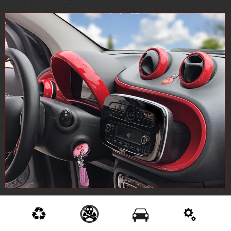 Car Interior Modification Decoration Cover Rearview Mirror Window Trim Sticker Exterior Accessories For Smart 453 Fortwo Forfour view 2