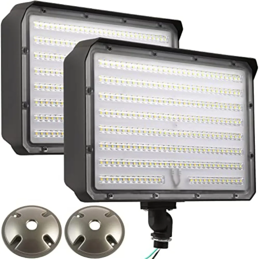

Dusk to Dawn 150W Outdoor LED Flood Light with 1/2" Knuckle Mount Plate Included 5000K 21000LM 100-277V ETL Waterproof LED Secu
