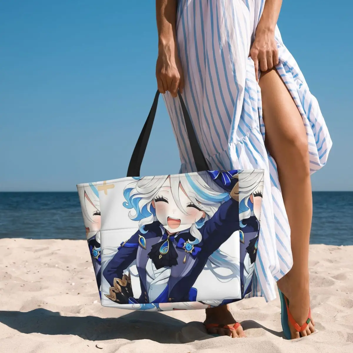 

Furina Genshin Impact Beach Tote Bag Sport Gym Yoga Duffle Large Tote Bag Women Travel Bag Fitness bag