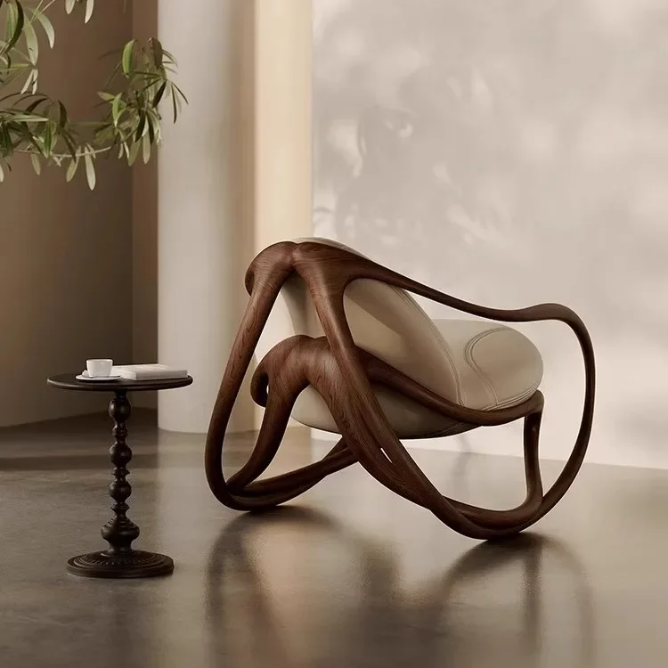 

Итальянский кожаный диван-качалка из массива дерева, черный орех, балкон, ленивое кресло для отдыха