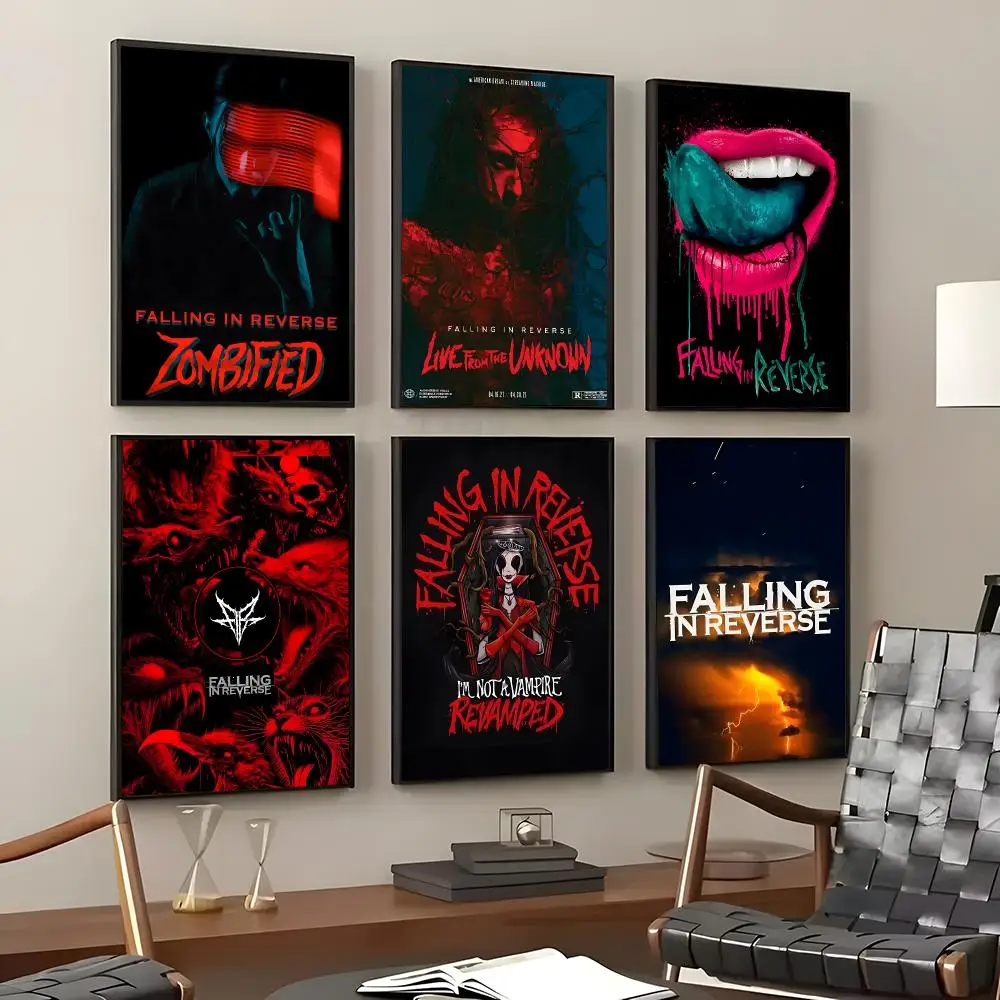 Band Falling in Reverse Poster Self-Adhesive Waterproof Wall Stickers, Coffee Bar Home Wall Decor