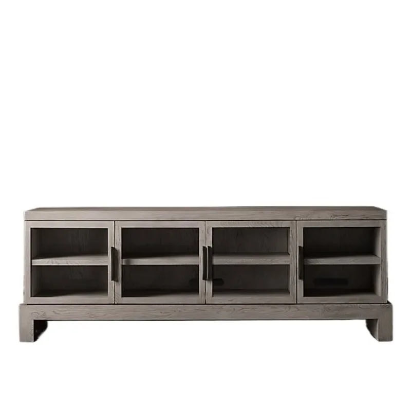 

Light luxury antique villa Nordic all solid wood oak American retro French country TV cabinet locker