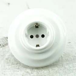 Retro Germany Porcelain Recessed Mounting Europe Schuko Vintage Wall Socket