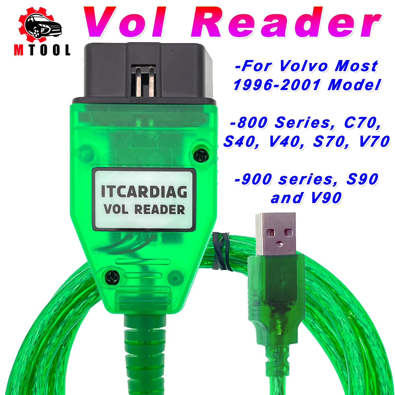 ITCARDIAG Vol Reader Code Scanner for Volvo C70 S40 V40 S70 V70 S90 V90 800 900 Series 1996 To 2001 Engine Airbag ABS Instrument