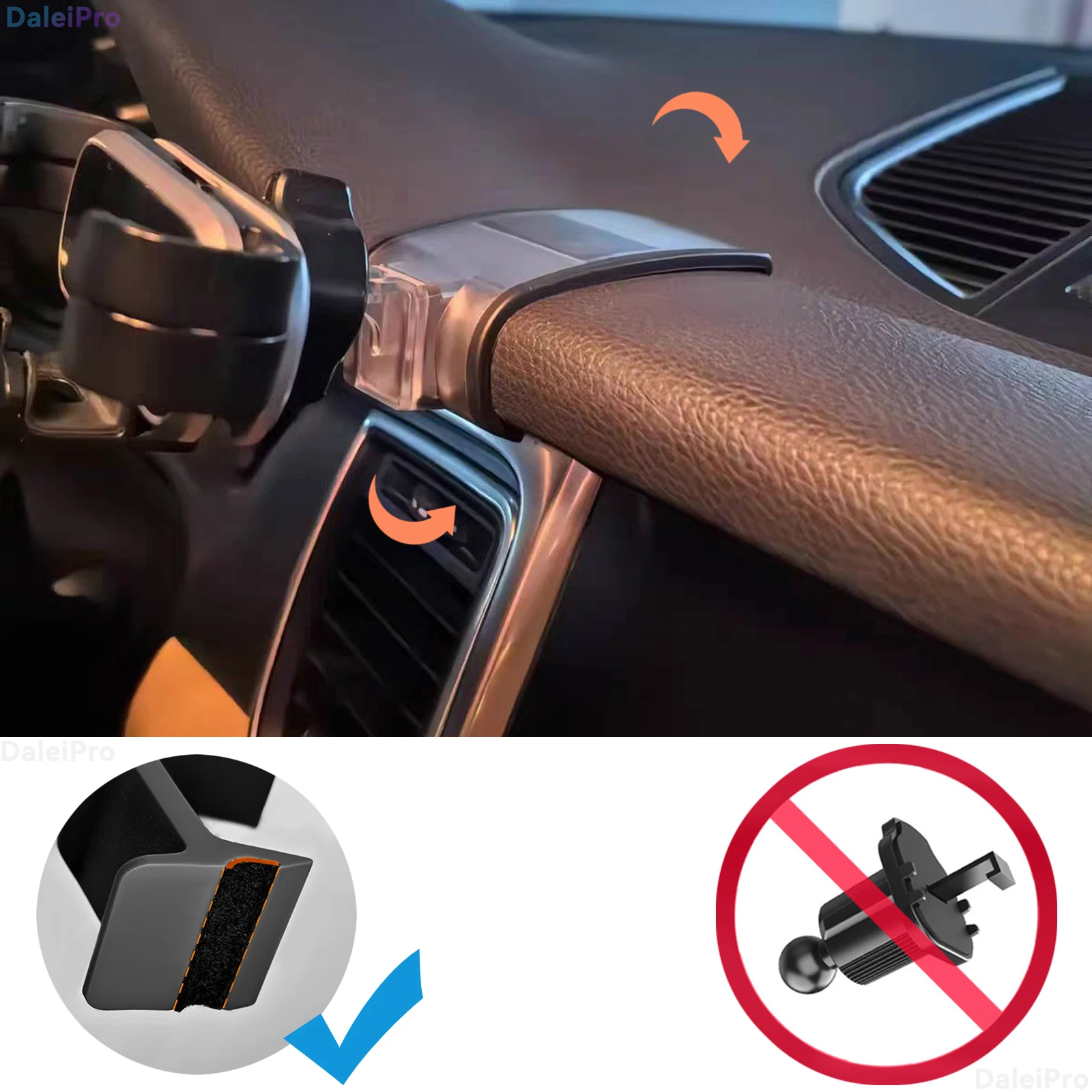 LHD RHD für Porsche Macan 2015 2016 2017 2018-2023 2024 2025 Auto-Handyhalterung, fahrzeugspezifische austauschbare Armaturenbrett-Handyhalterung – Detail 3
