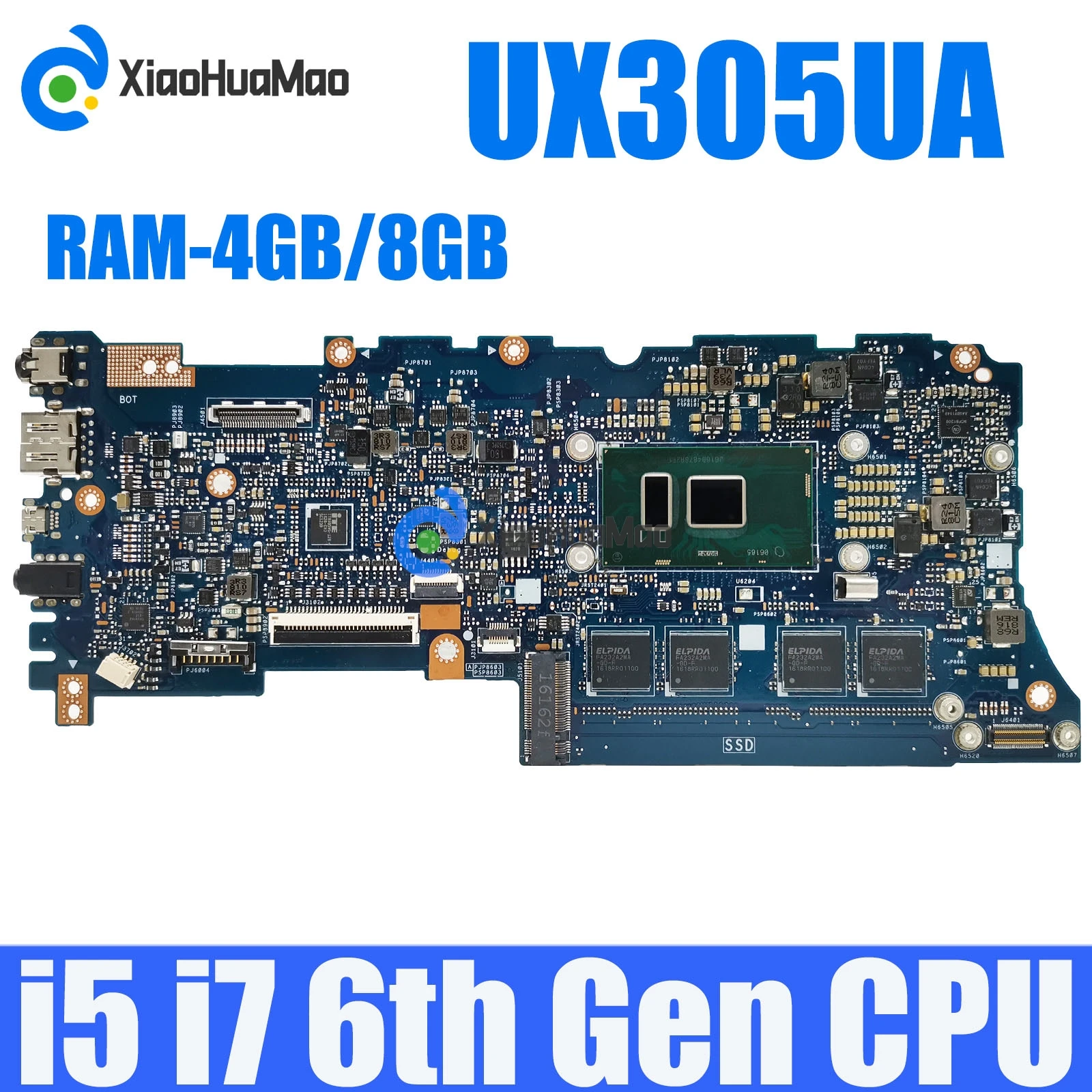 UX305UA With i5-6200U i7-6500U CPU 4GB 8GB RAM Mainboard For Asus ZenBook UX305U UX305UA U305U Laptop Motherboard Tested OK