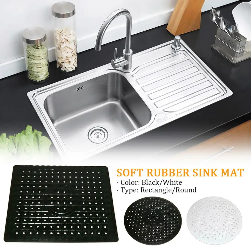 Quick Drain Quick Drying Non Slip Sink Mat Soft Rubber Tabletop Heat Insulation Kitchen Tableware Bathroom Protector Sink Mat