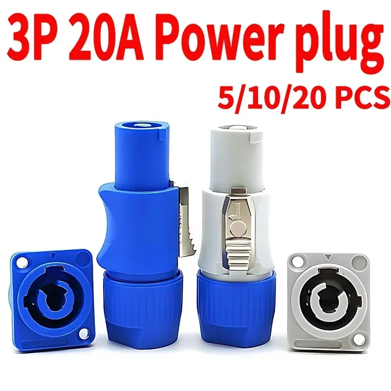 

5/10/20 PCS 3 PIN AC Powercon Connector Male Plug NAC3FCA NAC3FCB AC Power Plug 20A/250V for Stage Light LED Screen Blue/White