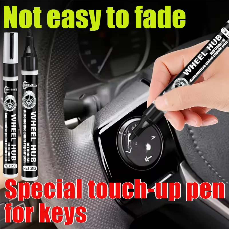 Car Touch-Up Paint Pen – Black Interior & Console, Silver Wheel Hubs, One-Step Scratch Repair & Restoration